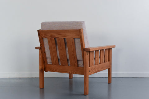 Vintage 1980s IKEA ARBOGA Pine Arm Chair with Upholstered Seats