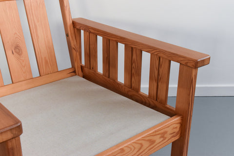 Vintage 1980s IKEA ARBOGA Pine Arm Chair with Upholstered Seats