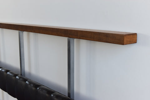 Vintage Black Vinyl, Steel and Teak Bench from Carlisle's Civic Centre Council Chamber