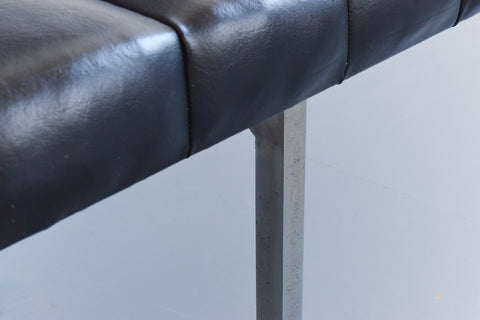 Vintage Black Vinyl, Steel and Teak Bench from Carlisle's Civic Centre Council Chamber