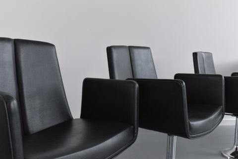 Vintage Single Black / Charcoal Grey Vinyl Fixed Swivel Arm Chair from Carlisle's Civic Centre Council Chamber