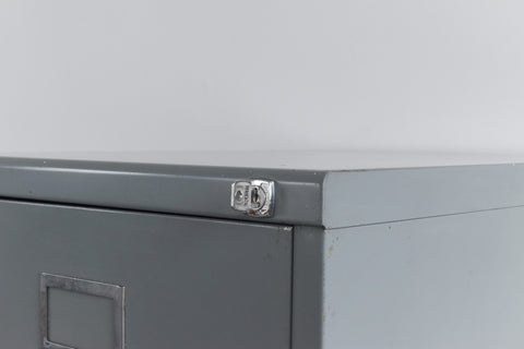 Vintage Grey Four Drawer Metal Filing Cabinet