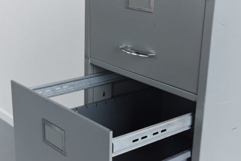 Vintage Grey Four Drawer Metal Filing Cabinet