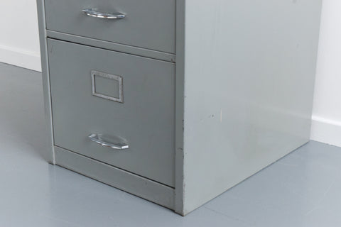 Vintage Grey Four Drawer Metal Filing Cabinet