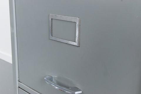 Vintage Grey Four Drawer Metal Filing Cabinet