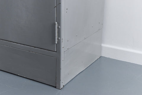 Vintage Grey Metal Industrial Double Door Locker / Cabinet