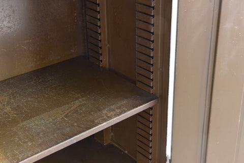 Vintage Grey Metal Industrial Double Door Locker / Cabinet