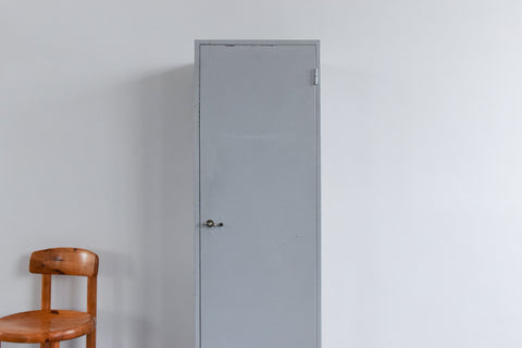 Vintage Grey Metal Industrial Single Door Locker / Cabinet