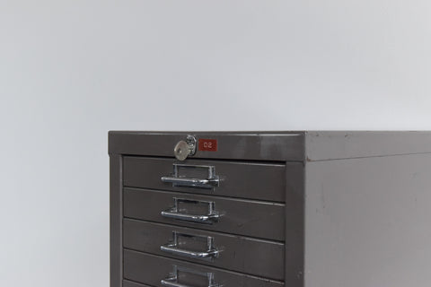 Vintage Industrial Grey 21 Drawer Metal Filing Cabinet by Stor