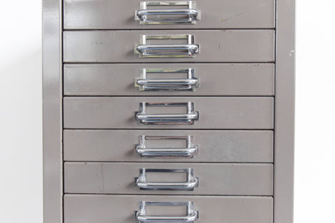 Vintage Industrial Grey 21 Drawer Metal Filing Cabinet by Stor