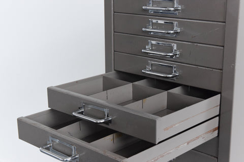 Vintage Industrial Grey 21 Drawer Metal Filing Cabinet by Stor