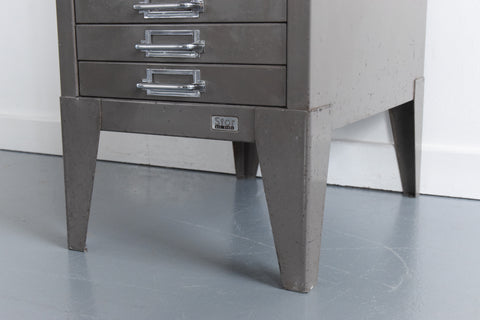 Vintage Industrial Grey 21 Drawer Metal Filing Cabinet by Stor
