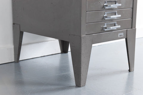 Vintage Industrial Grey 21 Drawer Metal Filing Cabinet by Stor
