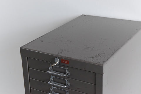Vintage Industrial Grey 21 Drawer Metal Filing Cabinet by Stor