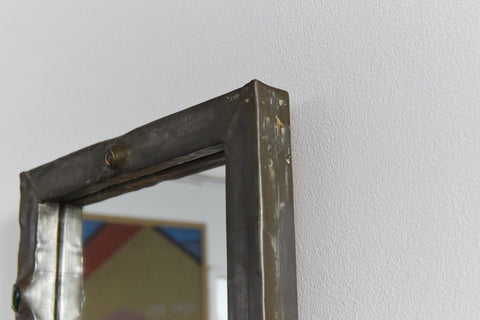 Vintage Small Arts and Crafts Style Pewter framed Mirror Circa 1920s