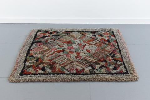 Vintage 1930s Small Square Wool Rug