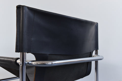 Vintage Mid-Century Modern Rodney Kinsman T1 Leather and Chrome Sling Chair