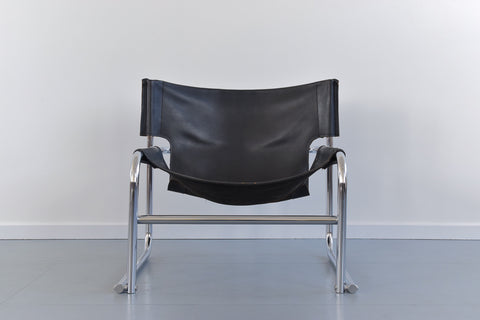 Vintage Mid-Century Modern Rodney Kinsman T1 Leather and Chrome Sling Chair