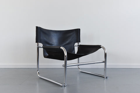 Vintage Mid-Century Modern Rodney Kinsman T1 Leather and Chrome Sling Chair