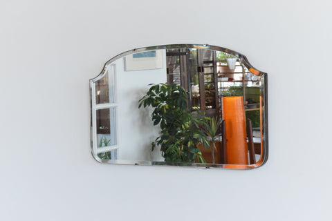 Vintage Frameless Bevelled Wall Mirror