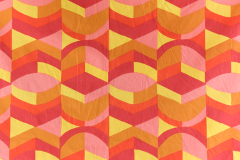 Vintage 1960s Fidelis 'Apex' Pattern Fabric Material by Hilary Rosenthal in Red, Yellow and Pink for Curtains / Cushions