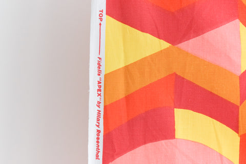 Vintage 1960s Fidelis 'Apex' Pattern Fabric Material by Hilary Rosenthal in Red, Yellow and Pink for Curtains / Cushions