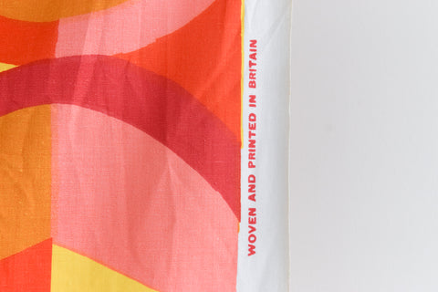 Vintage 1960s Fidelis 'Apex' Pattern Fabric Material by Hilary Rosenthal in Red, Yellow and Pink for Curtains / Cushions