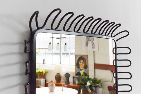 Vintage 1990s Black Metal Mandal Ikea Mirror