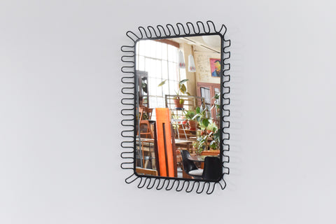 Vintage 1990s Black Metal Mandal Ikea Mirror