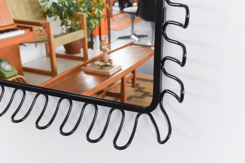 Vintage 1990s Black Metal Mandal Ikea Mirror
