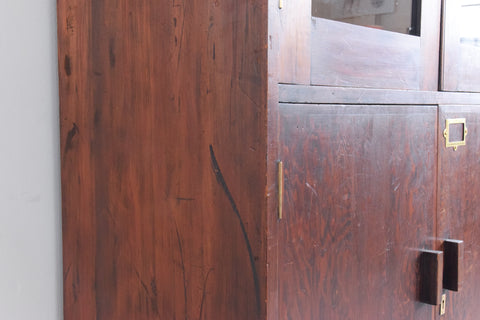 Vintage Large Wooden Glazed School Cabinet