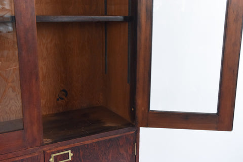 Vintage Large Wooden Glazed School Cabinet