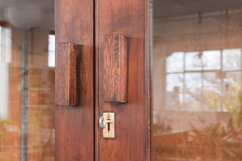 Vintage Large Wooden Glazed School Cabinet
