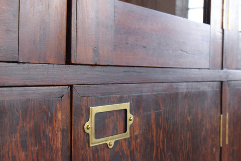 Large Wooden Glazed School Cabinet