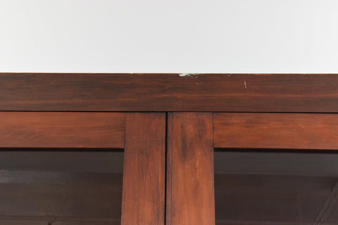 Large Wooden Glazed School Cabinet