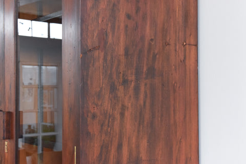 Large Wooden Glazed School Cabinet