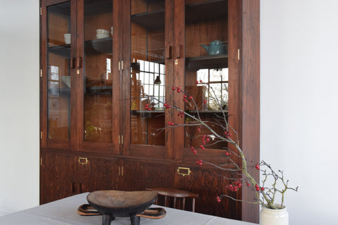 Large Wooden Glazed School Cabinet
