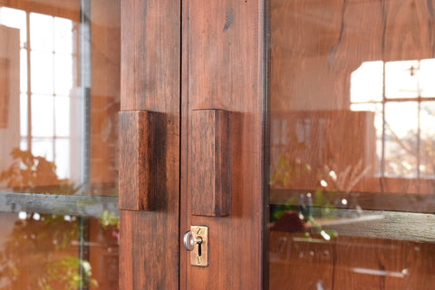 Large Wooden Glazed School Cabinet