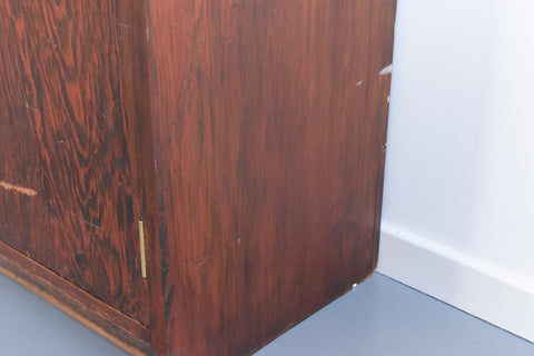 Large Wooden Glazed School Cabinet
