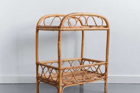 Vintage Pair of Bamboo Bedside / End Tables