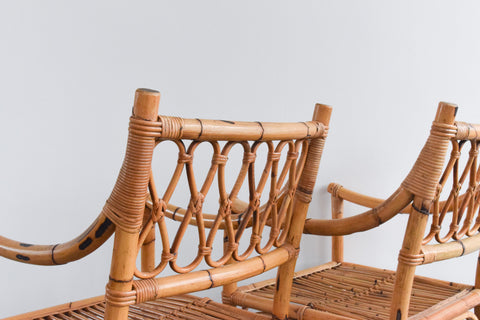 Vintage Pair of Bamboo / Cane Arm Chairs