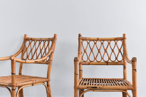 Vintage Pair of Bamboo / Cane Arm Chairs