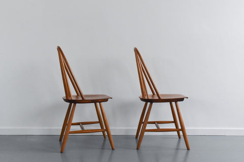 Rare Vintage Pair of Swedish Sven Erik Frylund for Hagafors Stick Back Model 16 Chairs