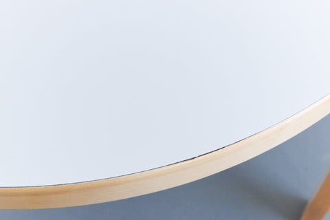 Vintage Small Round White Laminate Top Table by Alvar Aalto for Artek