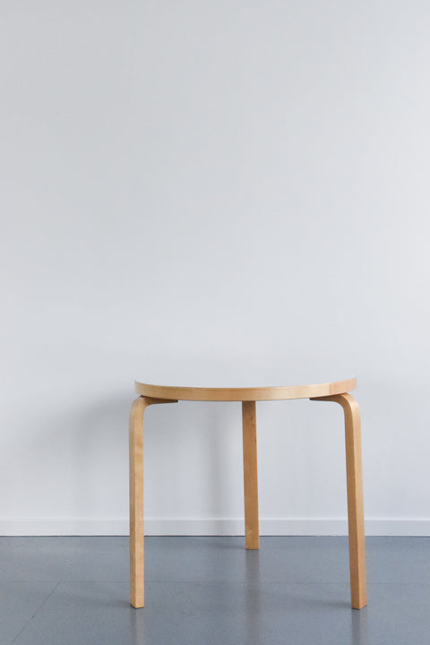 Vintage Small Round White Laminate Top Table by Alvar Aalto for Artek