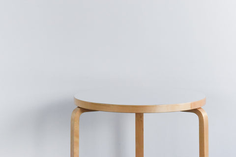 Vintage Small Round White Laminate Top Table by Alvar Aalto for Artek