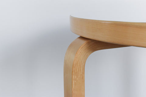 Vintage Small Round White Laminate Top Table by Alvar Aalto for Artek