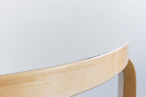 Vintage Small Round White Laminate Top Table by Alvar Aalto for Artek