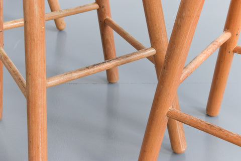 Set of Four Vintage Rustic Wooden Stools