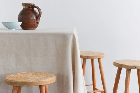 Set of Four Vintage Rustic Wooden Stools